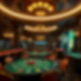 A vintage casino floor with classic gaming tables