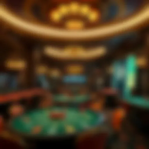 A vintage casino floor with classic gaming tables