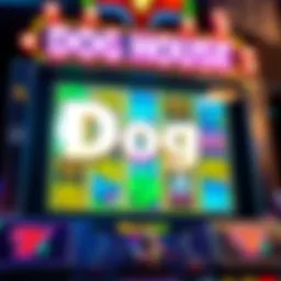Artistic representation of the Dog House slot game interface with vibrant colors and symbols