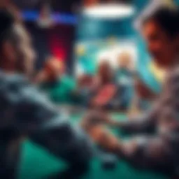 A dynamic illustration of online poker gameplay showcasing various strategies in action.